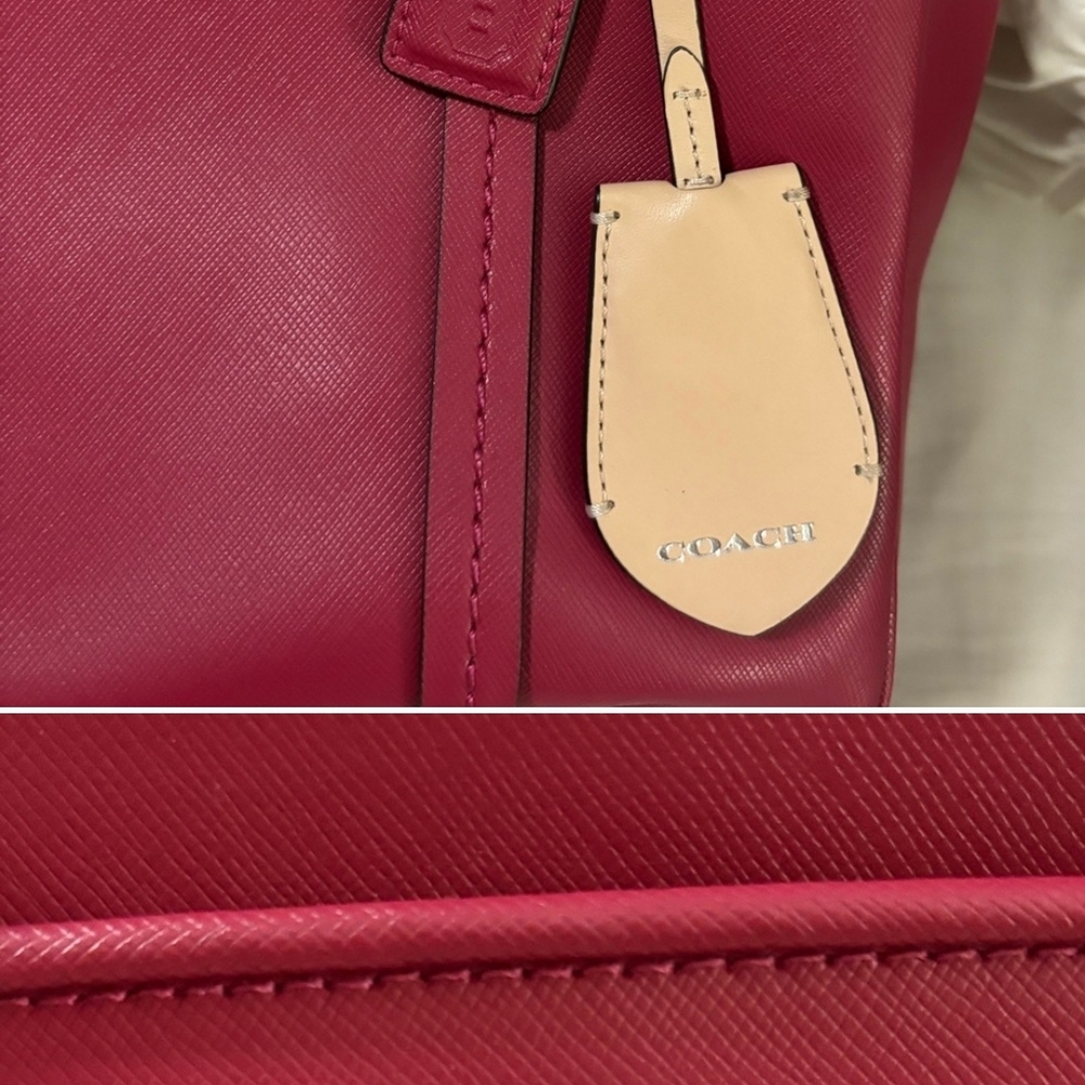 Coach Raspberry Leather Women's Bag - Picture 2 of 7